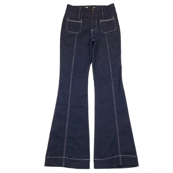 Pilcro & Letterpress by Anthropologie Women's Flare Blue Jeans Size 27 - Picture 2 of 7
